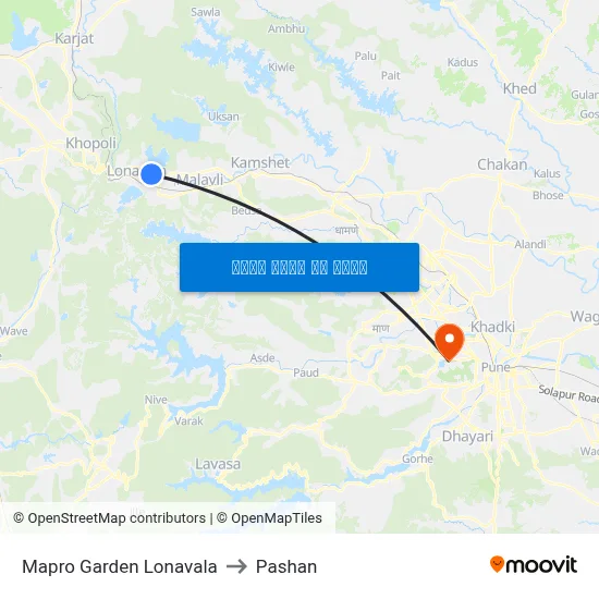 मैप्रो गार्डन लोणावला to पाषाण map