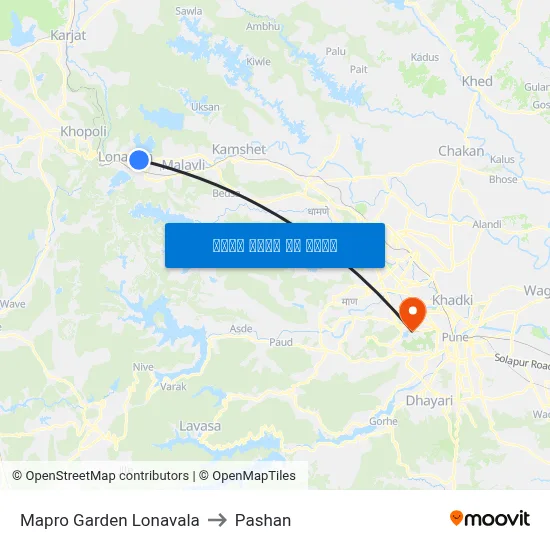 मैप्रो गार्डन लोणावला to पाषाण map