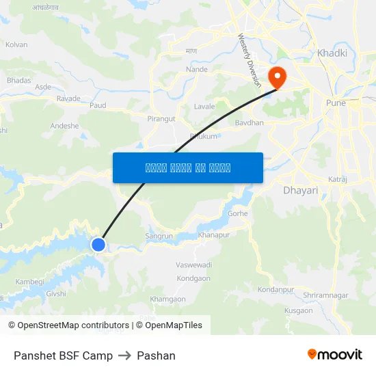 पानशेत बीएसएफ कैंप to पाषाण map