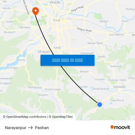 नारायणपुर to पाषाण map