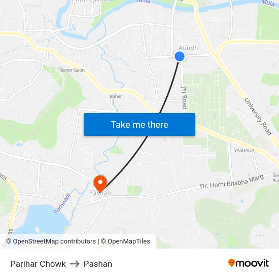 परिहार चौक to पाषाण map