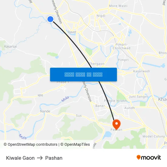 किवले गांव to पाषाण map