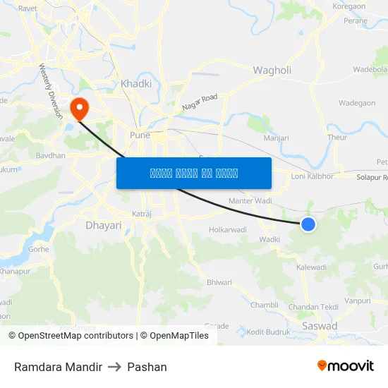 रामदरा मंदिर to पाषाण map