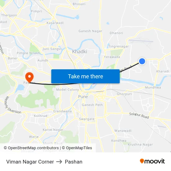 Viman Nagar Corner to Pashan map