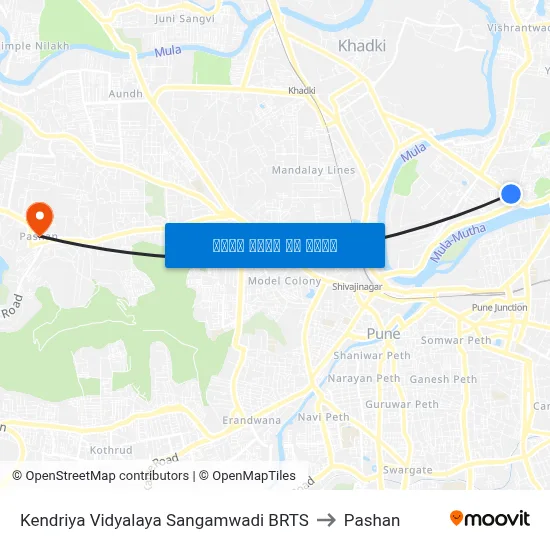 केंद्रीय विद्यालय सांगमवाडी बीआरटीएस to पाषाण map