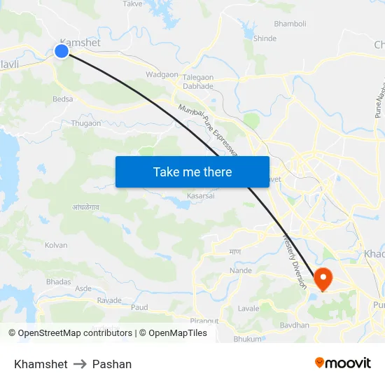 खामशेत to पाषाण map