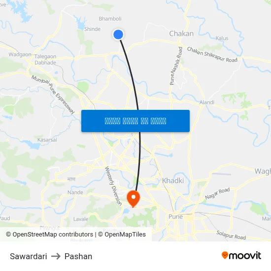 सवारदारी to पाषाण map