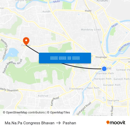 मा.न.पा कांग्रेस भवन to पाषाण map