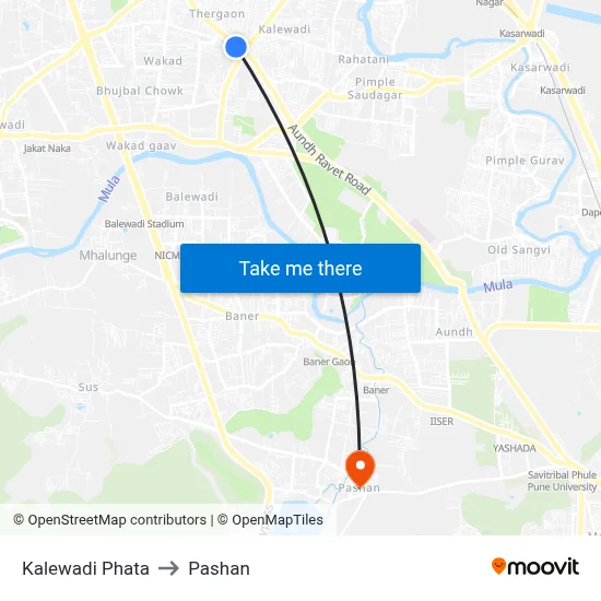 कालेवाड़ी फाटा to पाषाण map