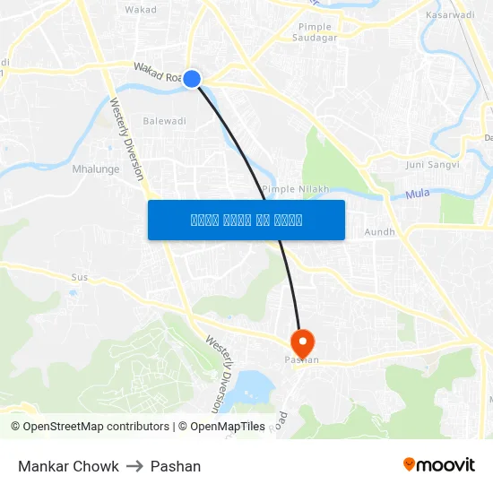 Mankar Chowk to Pashan map