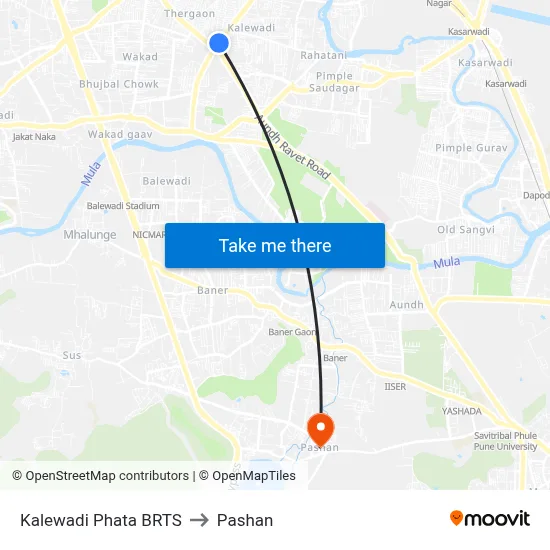 Kalewadi Phata BRTS to पाषाण map