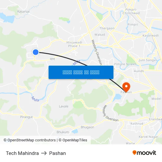 टेक महिंद्रा to पाषाण map