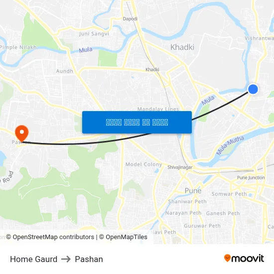 होम गार्ड to पाषाण map