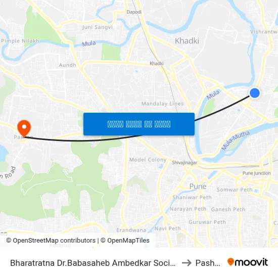 भारतरत्न डॉ.बाबासाहेब आंबेडकर सोसायटी to पाषाण map