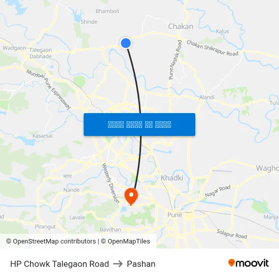 एचपी चौक तळेगाव रोड to पाषाण map