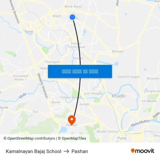 कमलनयन बजाज स्कूल to पाषाण map