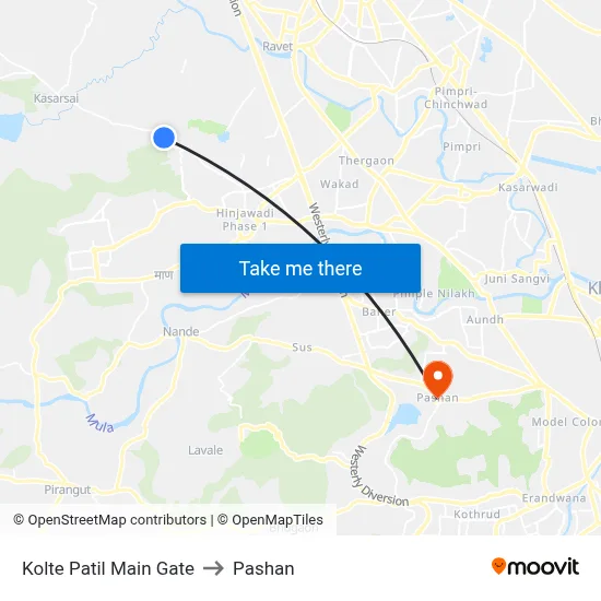 Kolte Patil Main Gate to Pashan map