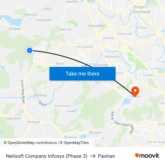 नीलसॉफ्ट कंपनी इन्फोसिस (फेज 3) to पाषाण map