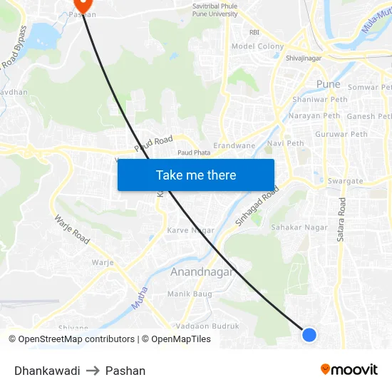 धनकावड़ी to पाषाण map