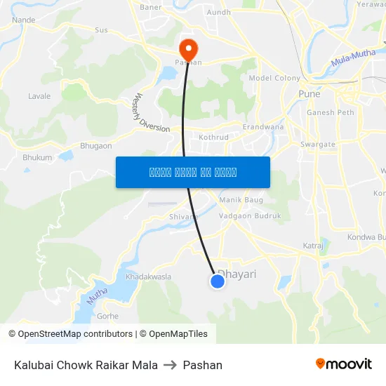 कालुबाई चौक रायकर माला to पाषाण map