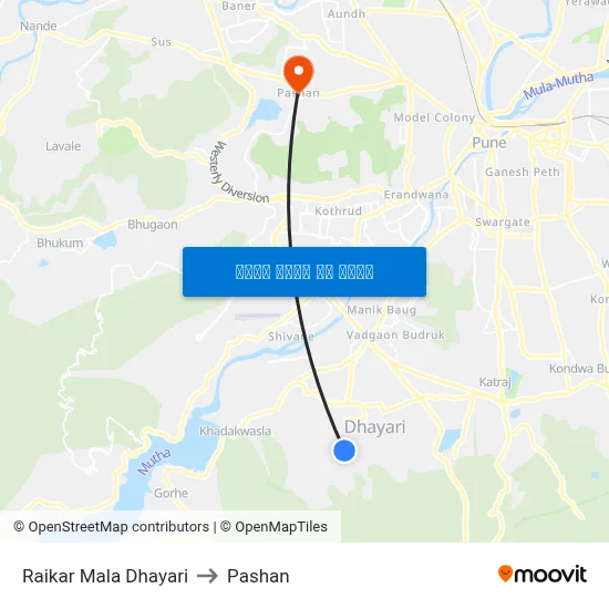 रायकर माळा धायरी to पाषाण map