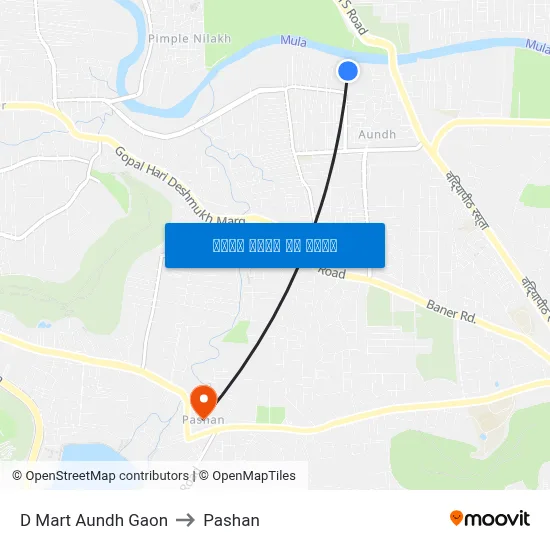 डी मार्ट औंध गाँव to पाषाण map