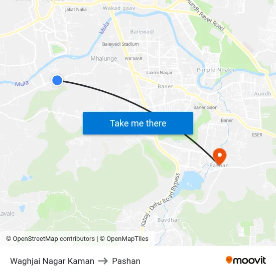 वाघजाई नगर कमान to पाषाण map