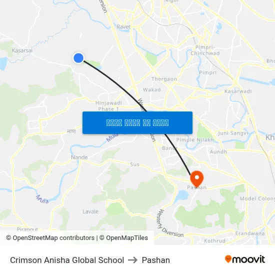 क्रिमसन अनिषा ग्लोबल स्कूल to पाषाण map