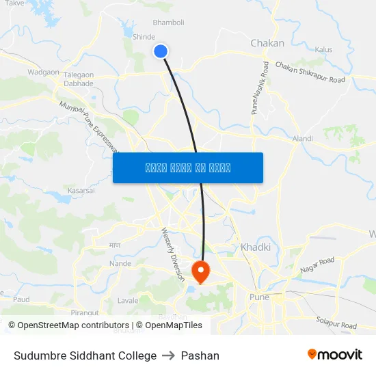 सुदुंबरे सिद्धांत कॉलेज to पाषाण map