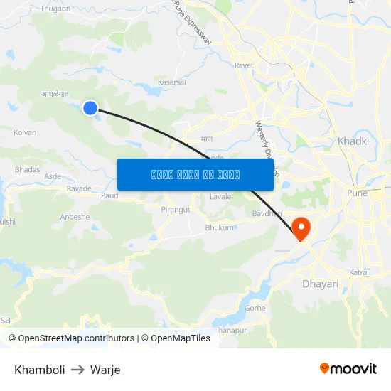 खांबोली to वार्जे map