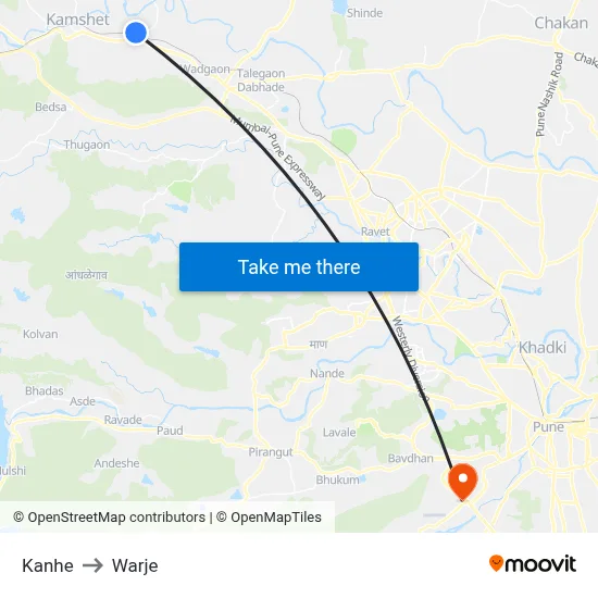 कन्हे to वार्जे map