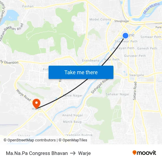 मा.न.पा कांग्रेस भवन to वार्जे map