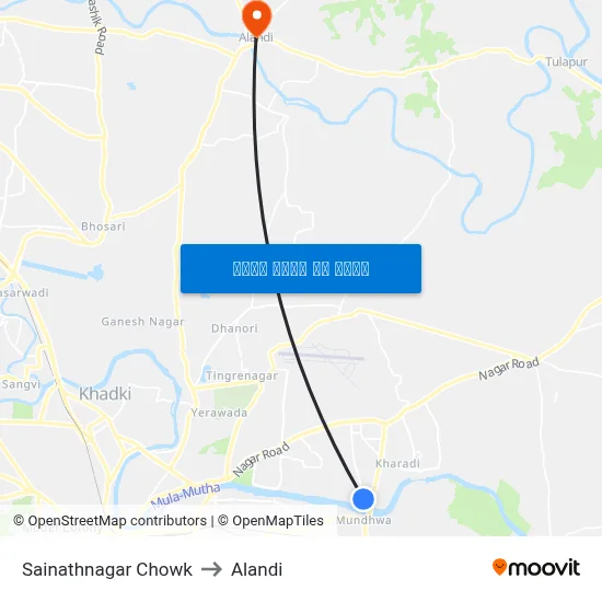 साईनाथनगर चौक to अलंदी map