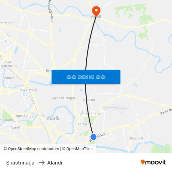 शास्त्रीनगर to अलंदी map