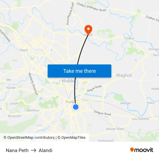 नाना पेठ to अलंदी map