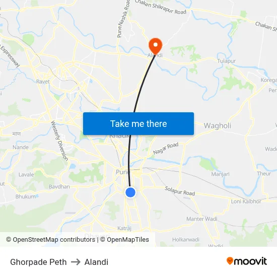 घोरपडे पेठ to अलंदी map