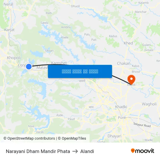 नारायणी धाम मंदिर फाटा to अलंदी map