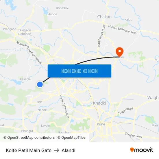 कोल्टे पाटिल मेन गेट to अलंदी map