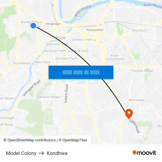 Model Colony to Kondhwa map