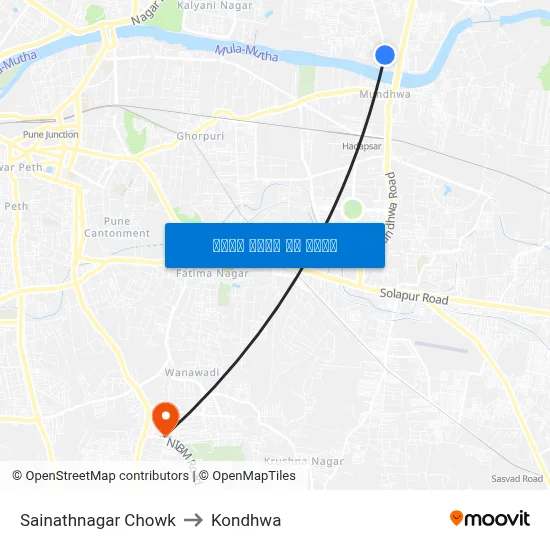 साईनाथनगर चौक to कोंढवा map
