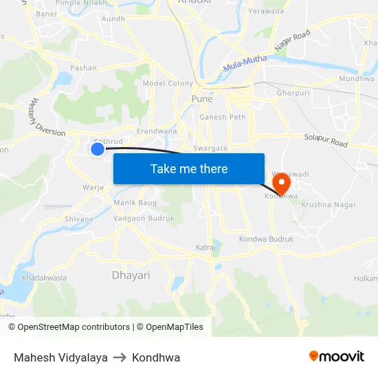 महेश विद्यालय to कोंढवा map