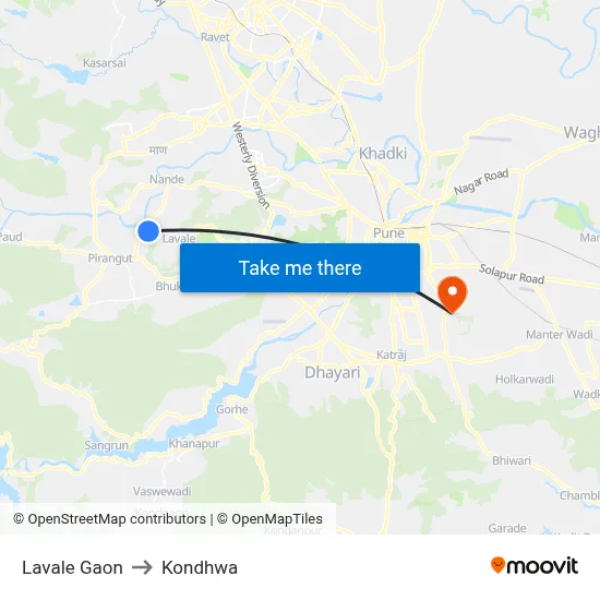 लवाले गाव to कोंढवा map