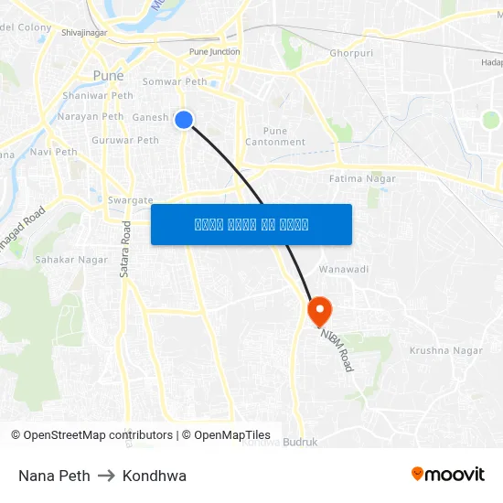 नाना पेठ to कोंढवा map