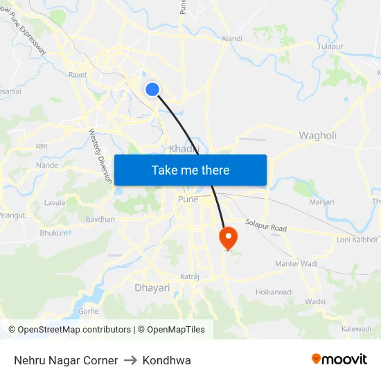 नेहरू नगर कॉर्नर to कोंढवा map