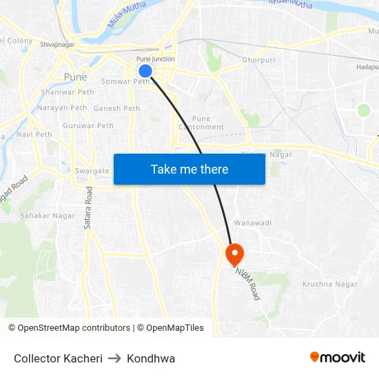 कलेक्टर कचेरी to कोंढवा map