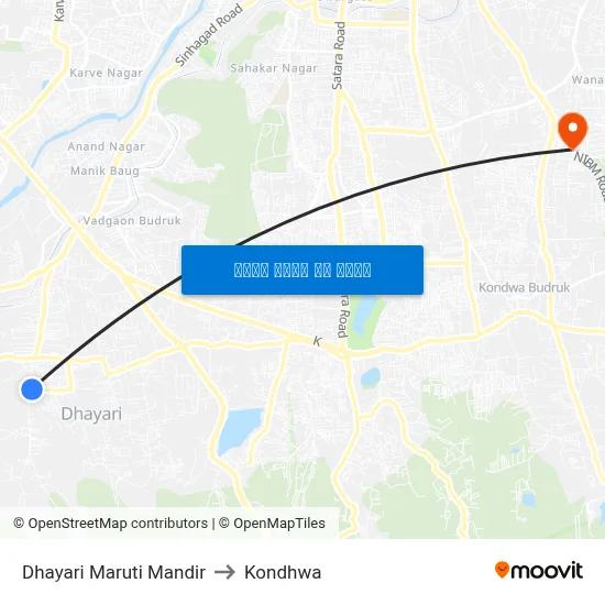 धायरी मारुति मंदिर to कोंढवा map