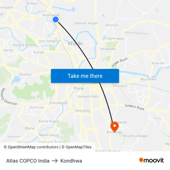 एटलस कॉप्को इंडिया to कोंढवा map