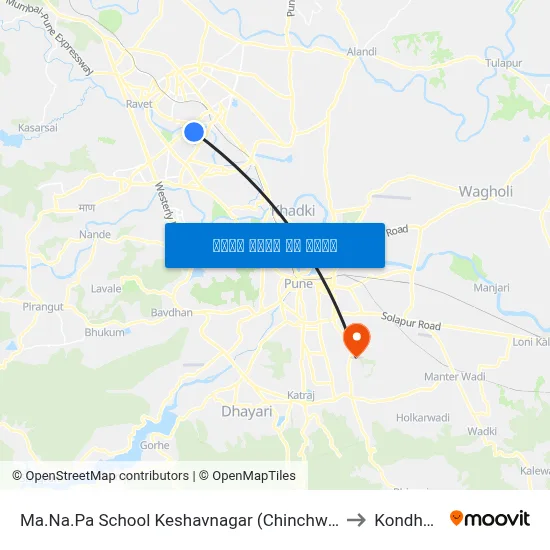 मा.न.पा स्कूल केशवनगर (चिंचवड) to कोंढवा map