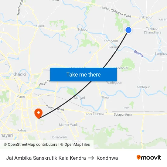 जय अंबिका सांस्कृतिक कला केंद्र to कोंढवा map