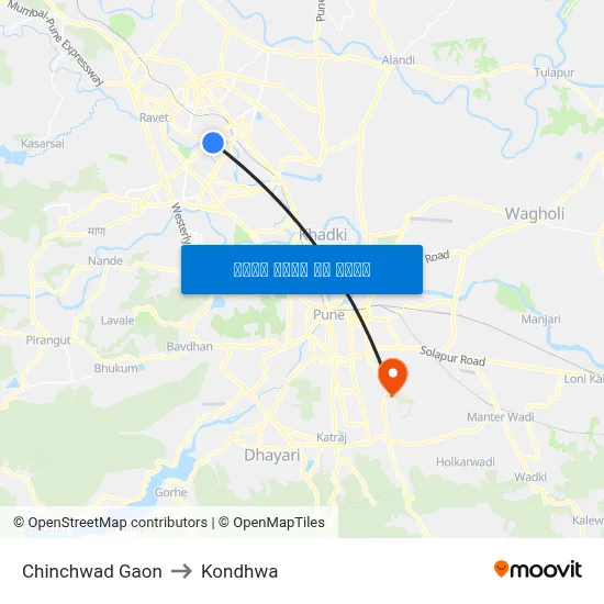 चिंचवड गाँव to कोंढवा map